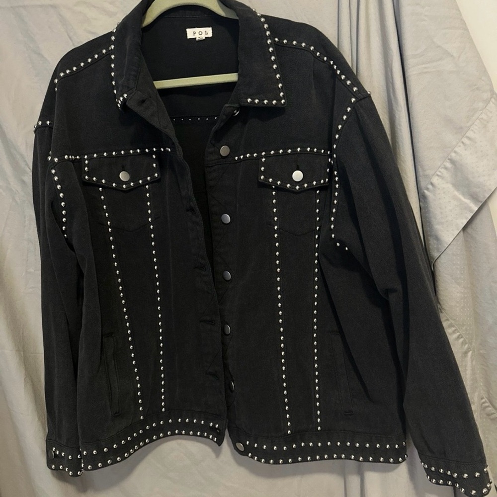 POL Black Studded Jean Jacket